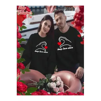 Siyah Kapşonlu Sweatshirt Çift Sevgili Kombinleri Couple Clothing