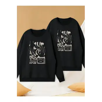 Siyah Kapşonlu Sweatshirt Çift Sevgili Kombinleri Couple Clothing