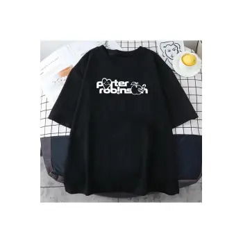 Siyah Karikatür Tee Porter Robinson gülümseme dünya