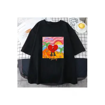Siyah kötü Bunny Vintage Tees yaz baskı Ca