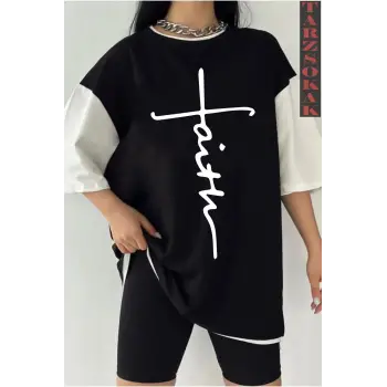 Siyah Oversize Baskılı Unisex Tshirt