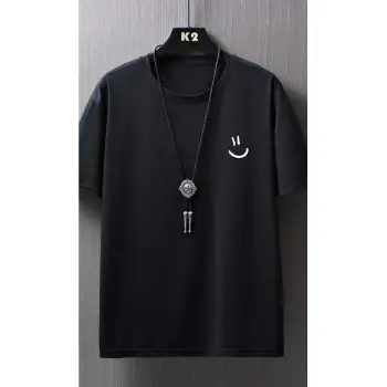 Siyah Oversize Minimal Baskılı Tshirt
