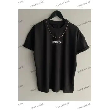 Siyah Oversize Ön Baskılı