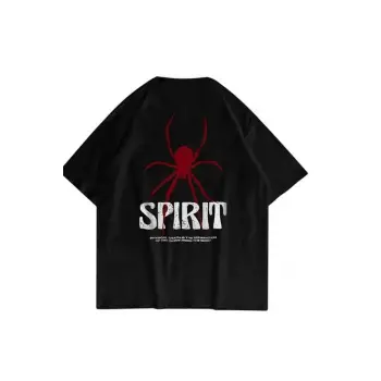 Siyah Oversize Spirit Baskılı Pamuklu Unisex Tshirt