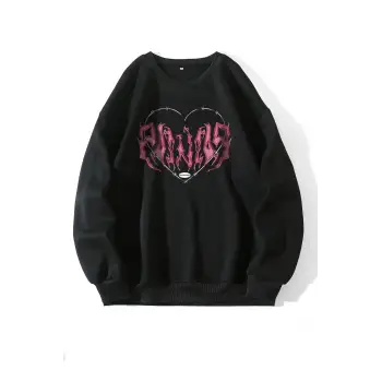 Siyah Painias Baskılı Oversize Bisiklet Yaka Sweatshirt