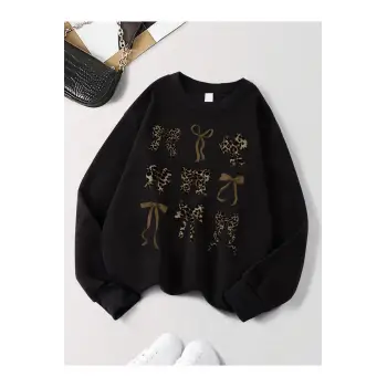 Siyah Retro Leopar Baskı Yay