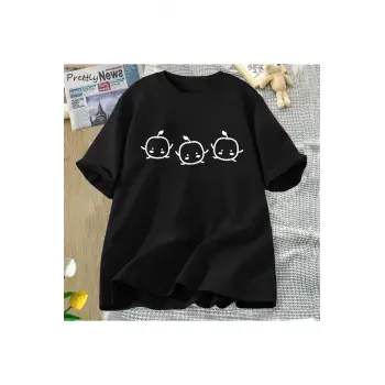 Siyah Stardew Vadisi Junimo Tshirt Komik Oyun leri Yaz K