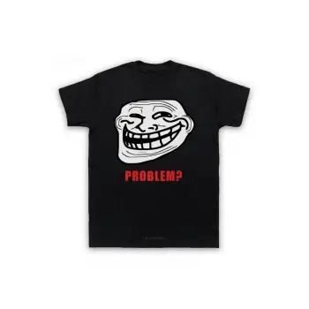 Siyah TROLLFACE MEME RAGE COMIC KOMIK TROLL ŞAKA İNTERNET Çocuk TEE Genç