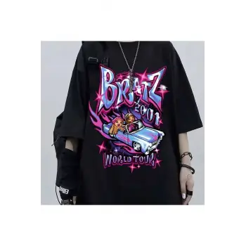 Siyah Unisex Bratz 2001 World Tour Tişört