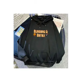 Siyah Unisex Burger ve Botox satış Sunset caderas Con Capucha grafik giysi Moletom yu