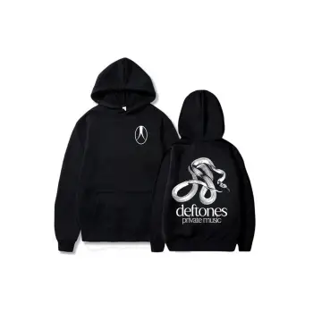 Siyah Unisex Özel Müzik Işlemeli Hoodie Rock Grubu Deftones Streetweed Moda