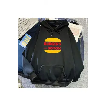 Siyah Unisex Satış Sunset burger ve Botox komik karikatür