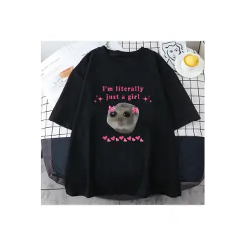 Siyah Üzgün Hamster Tshirt ben sadece bir mektup