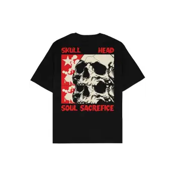 Skull Head Siyah Oversize Unisex T-shirt