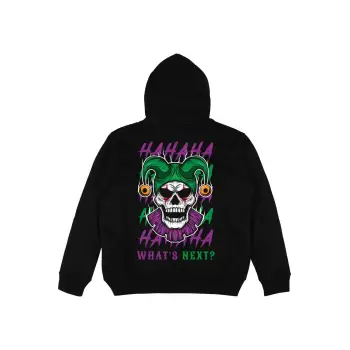 Skull Joker Siyah Oversize Unisex Kapüşonlu Sweatshirt Hoodie