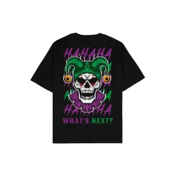 Skull Joker Siyah Oversize Unisex T-shirt