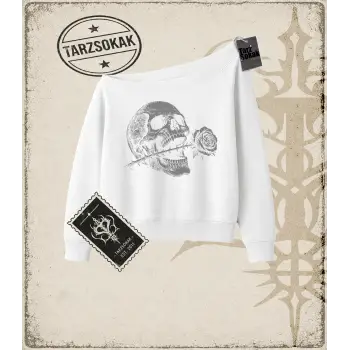 SKULL   Kadın Kayık Yaka Sweatshirt