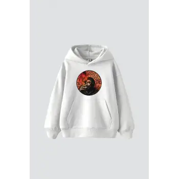 Skull Man Smoke Baskılı Oversize Unisex Premium Beyaz