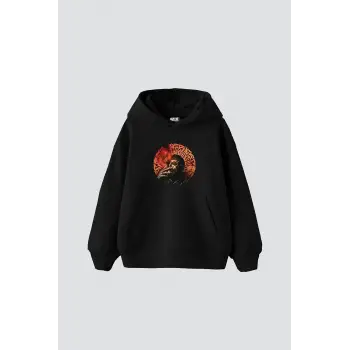 Skull Man Smoke Baskılı Oversize Unisex Premium Siyah