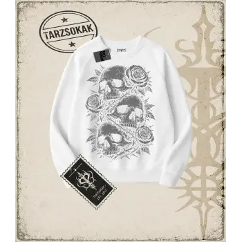 SKULL   Oversize Unisex Bisiklet Yaka Sweatshirt