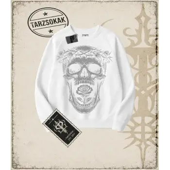 SKULL Oversize Unisex Bisiklet Yaka Sweatshirt