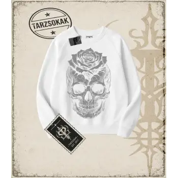 SKULL Oversize Unisex Bisiklet Yaka Sweatshirt