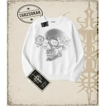 SKULL Oversize Unisex Bisiklet Yaka Sweatshirt