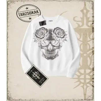 SKULL   Oversize Unisex Bisiklet Yaka Sweatshirt