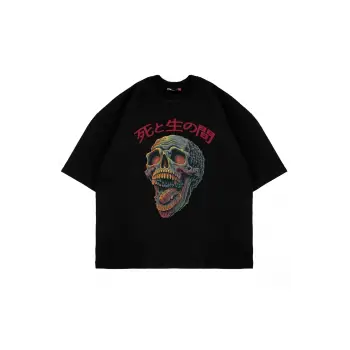 Skull Scream Baskılı Oversize Unisex Siyah