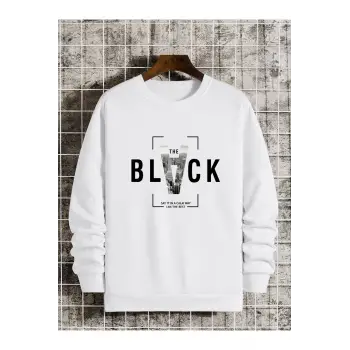 Slogan & Building Print Pullover Beyaz
