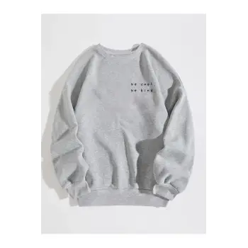 Slogan Grafikli Sweat Gri