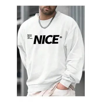 Slogan Graphic Sweatshirt Beyaz