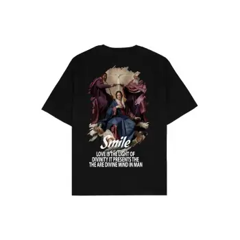 Smile Siyah Oversize Unisex T-shirt
