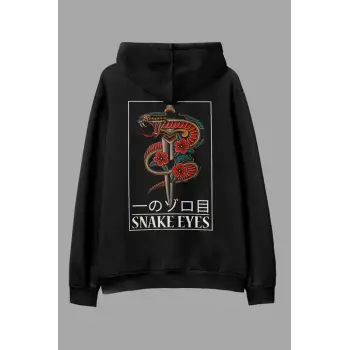 Snake Eyes Siyah Oversize Kapüşonlu Sweatshirt