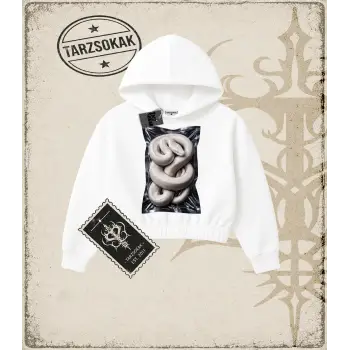 SNAKE Kadın Crop Kapşonlu Sweatshirt