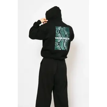 Snake Venomous Baskılı Oversize Unisex Premium Siyah