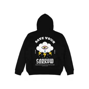 Sorrow Siyah Oversize Unisex Kapüşonlu Sweatshirt Hoodie