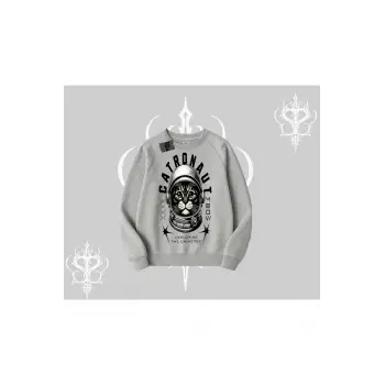 Stay Cool Kedi Baskılı Biskilet Sweatshirt