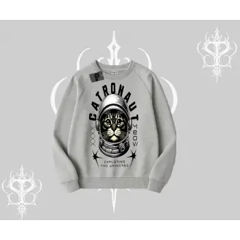 Stay Cool Kedi Baskılı Biskilet Sweatshirt