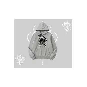 Stay Cool Kedi Baskılı Kapşonlu Sweatshirt
