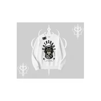 Stay Cool Kedi Baskılı Kapşonlu Sweatshirt