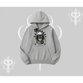 Stay Cool Kedi Baskılı Kapşonlu Sweatshirt