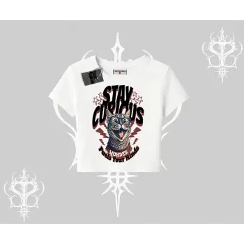 Stay Curious Kedi Baskılı Babby Tee Tshirt