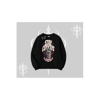 Stay Curious Kedi Baskılı Biskilet Sweatshirt