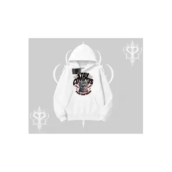 Stay Curious Kedi Baskılı Kapşonlu Sweatshirt