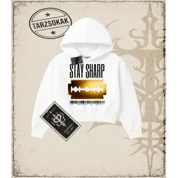 STAY SHARP Kadın Crop Kapşonlu Sweatshirt