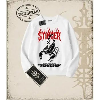 STINGER Oversize Unisex Bisiklet Yaka Sweatshirt