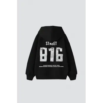 Street 816 Baskılı Oversize Unisex Premium Siyah