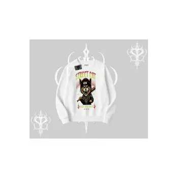 Street Cat Kedi Baskılı Biskilet Sweatshirt