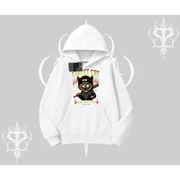 Street Cat Kedi Baskılı Kapşonlu Sweatshirt